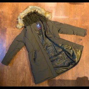 Vince Camuto Faux-Fur Trim Hooded Parka - Olive